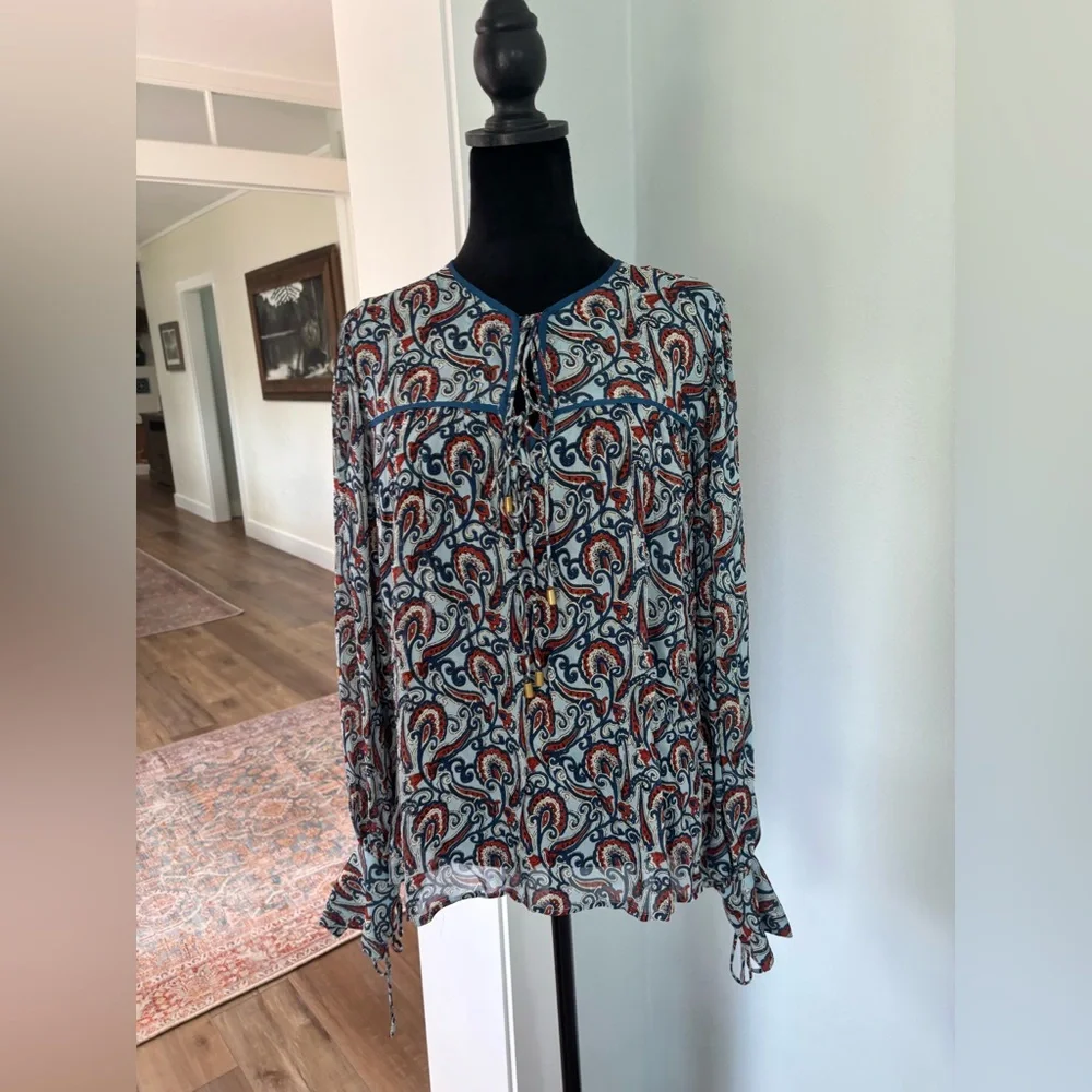 Karina Grimaldi boho set blouse and skirt s/xs Eliza Paisley print EUC